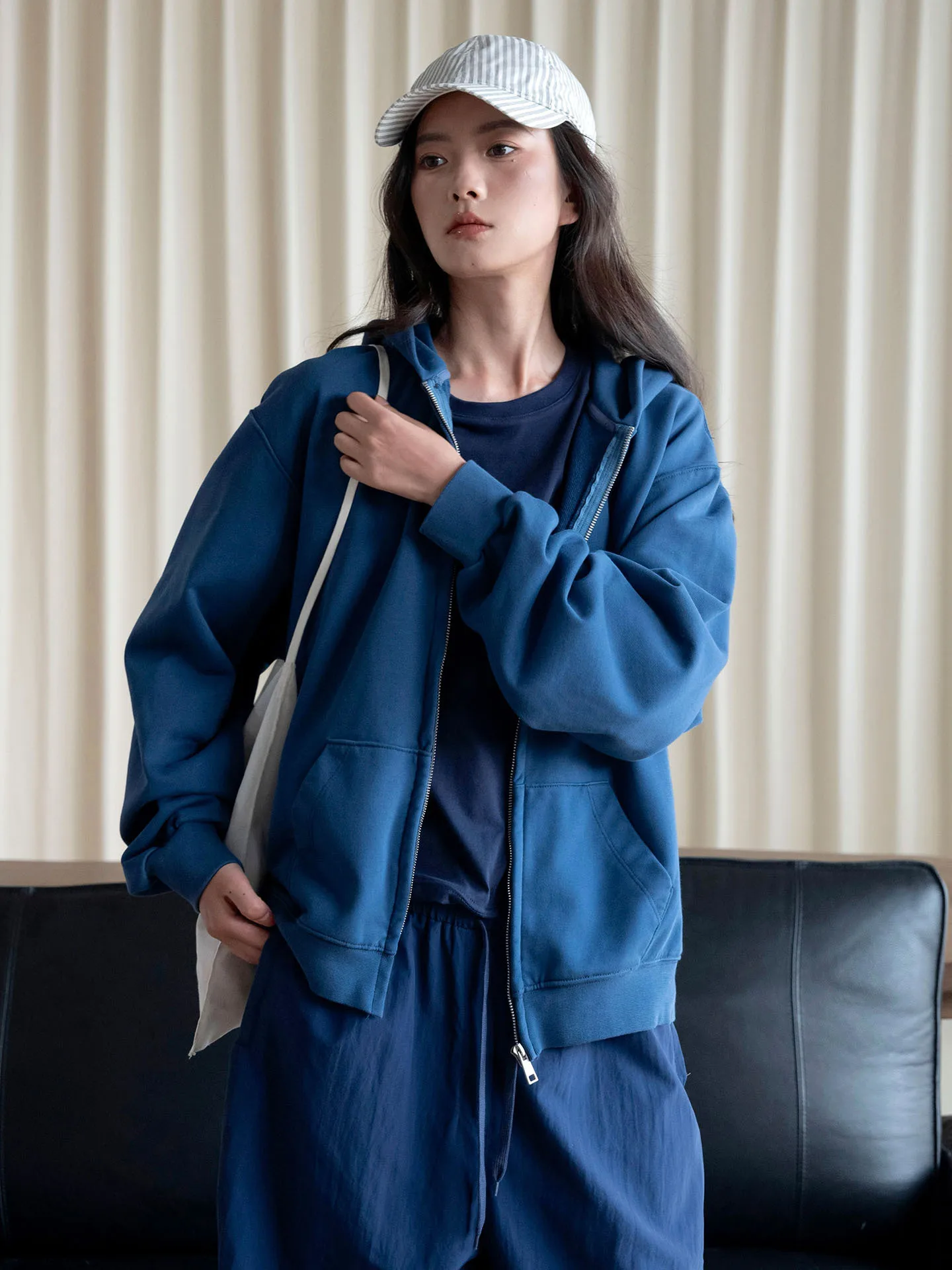 Autumn new style simple and fashionable hooded zipper basic sweatshirt loose casual jacket for women