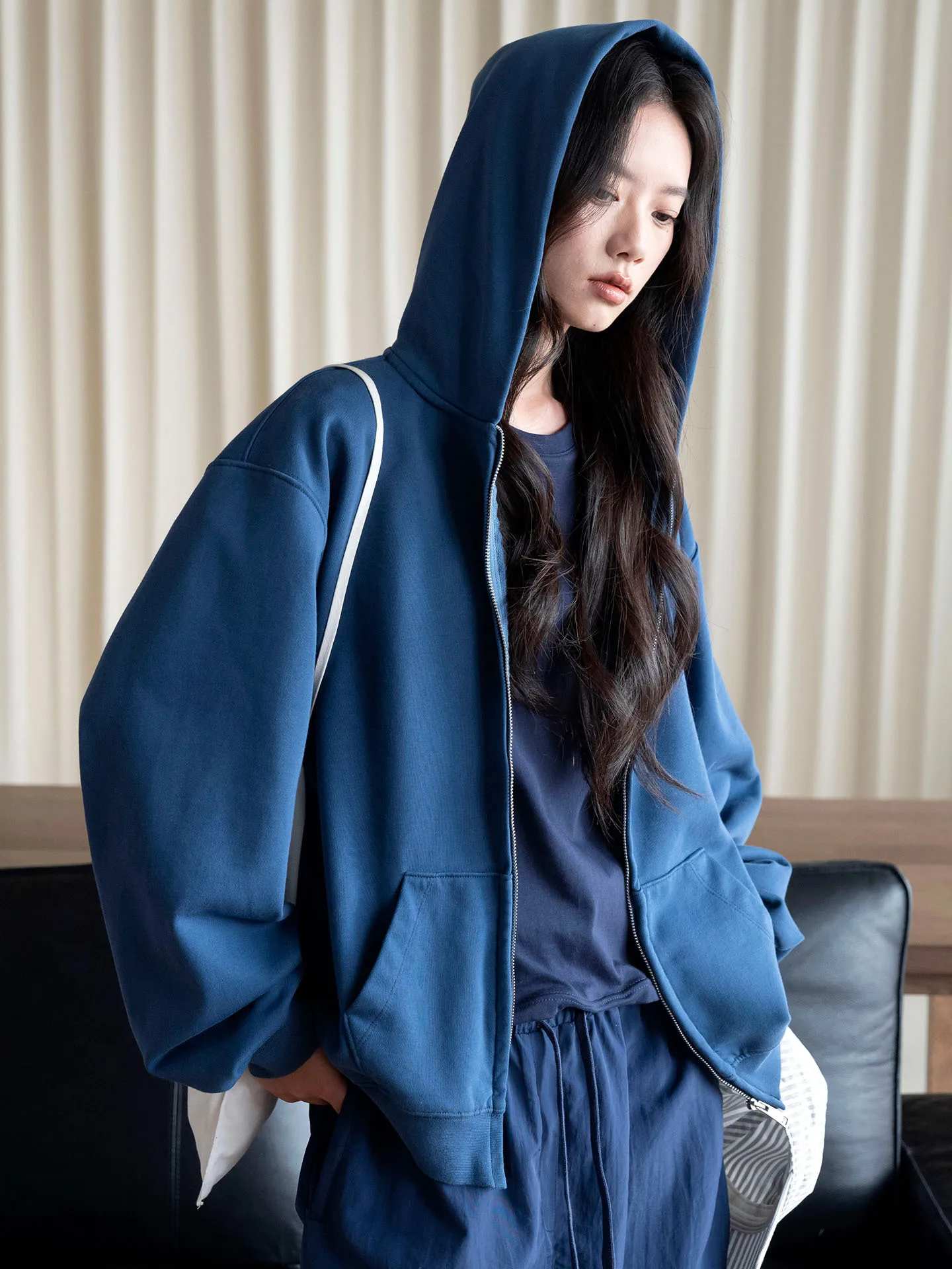 Autumn new style simple and fashionable hooded zipper basic sweatshirt loose casual jacket for women