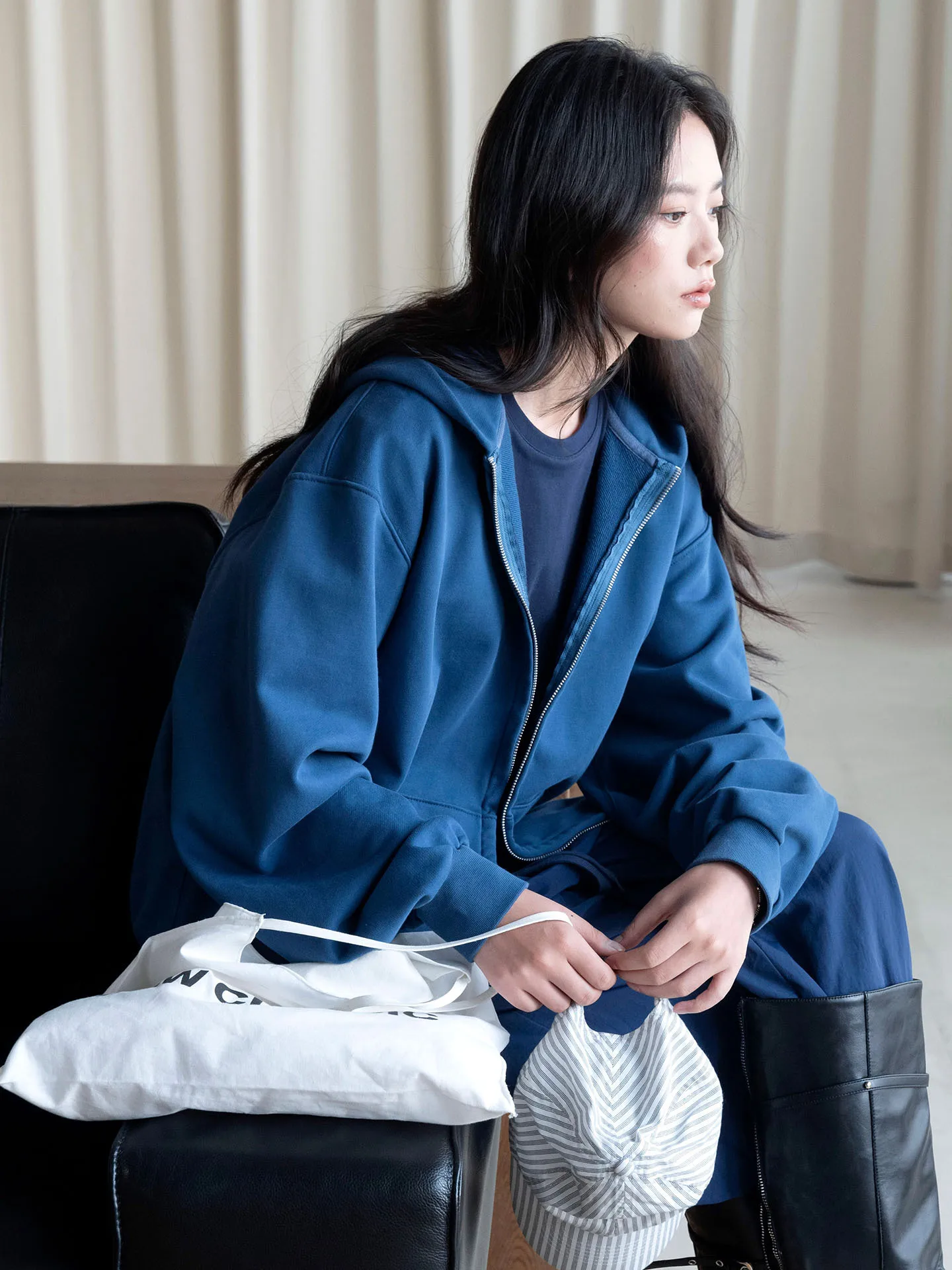 Autumn new style simple and fashionable hooded zipper basic sweatshirt loose casual jacket for women