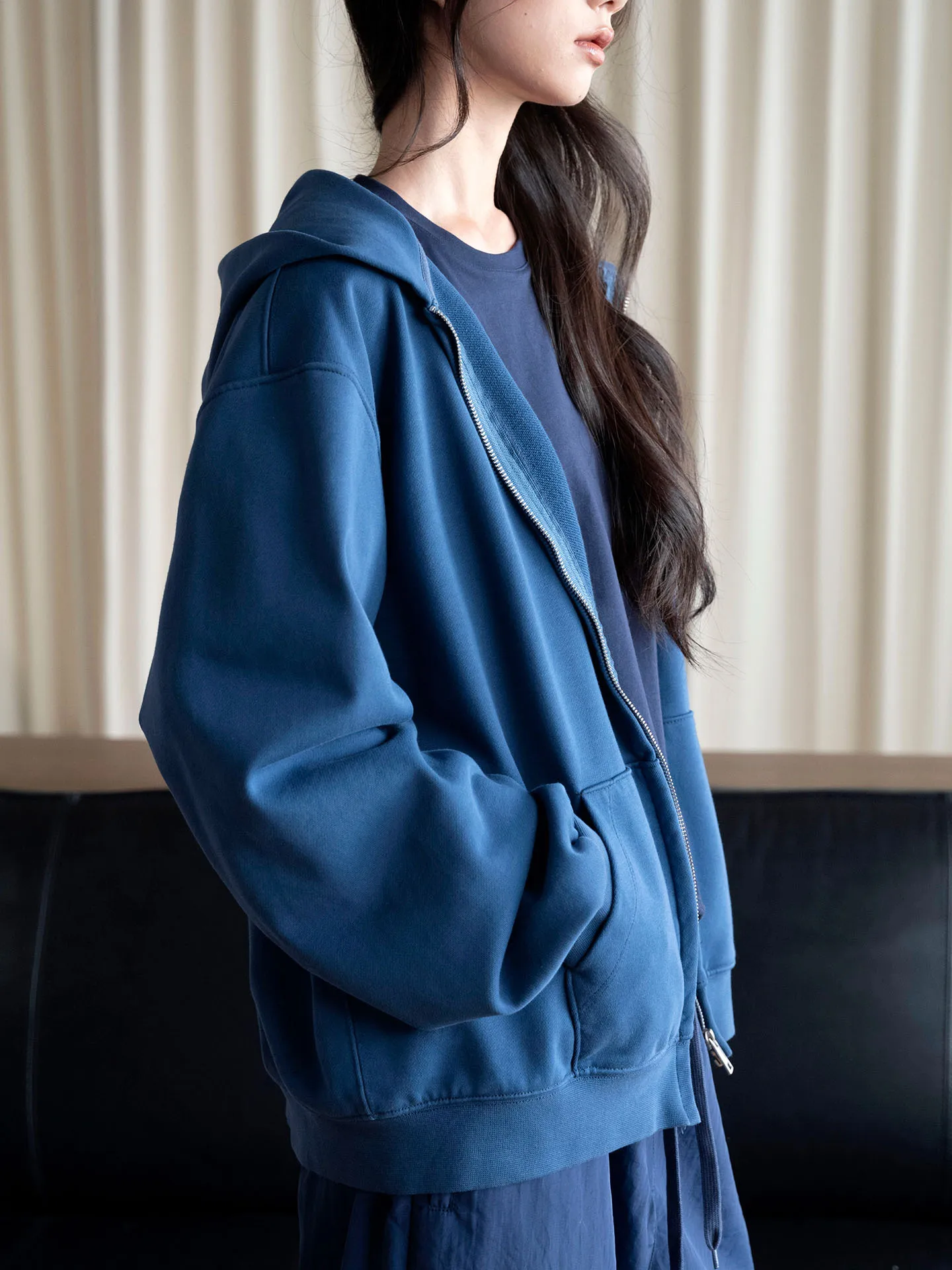Autumn new style simple and fashionable hooded zipper basic sweatshirt loose casual jacket for women