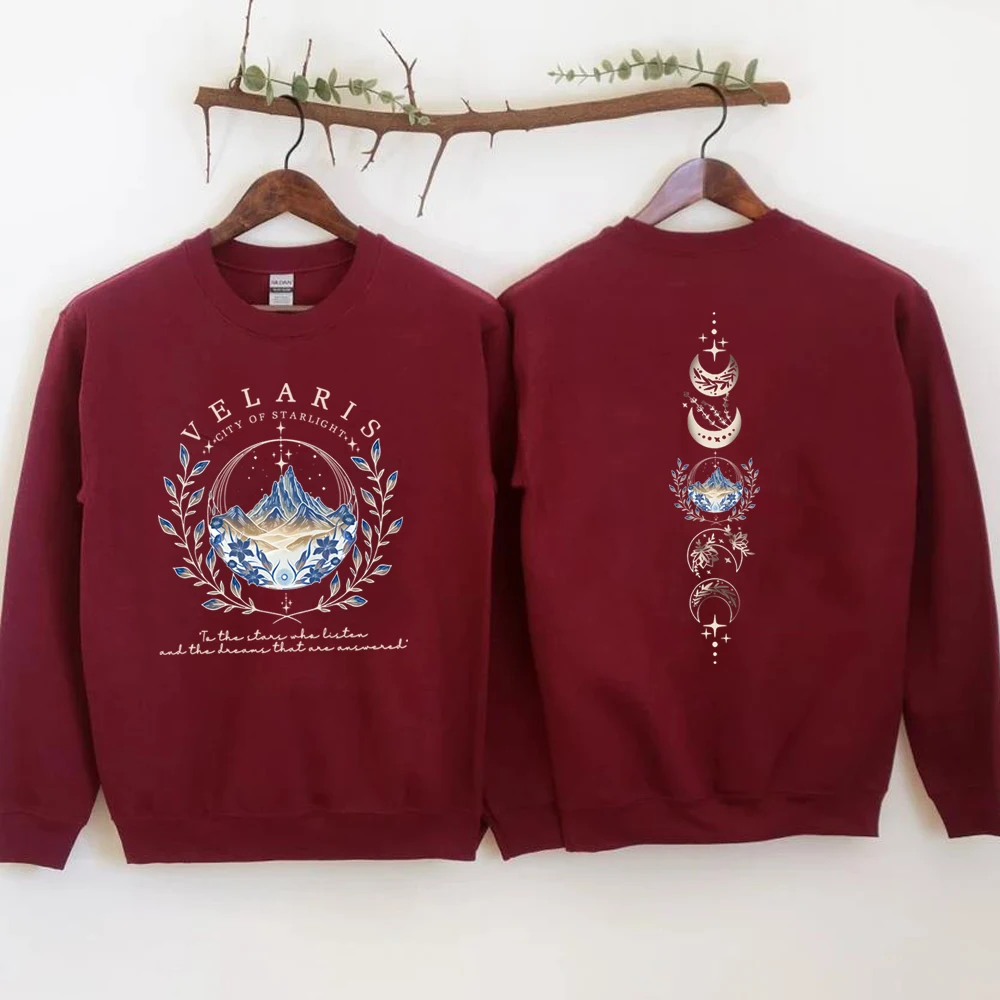 Velaris ACOTAR Sweatshirt Velaris City of Starlight Front and Back Print SJM Hoodie Night Court Sarah J Mass Crewneck Sweatshirt