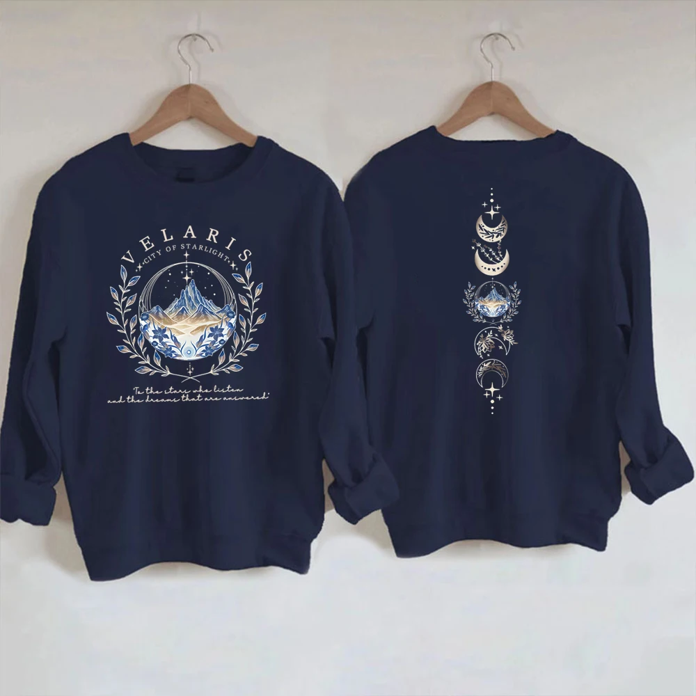 Velaris ACOTAR Sweatshirt Velaris City of Starlight Front and Back Print SJM Hoodie Night Court Sarah J Mass Crewneck Sweatshirt