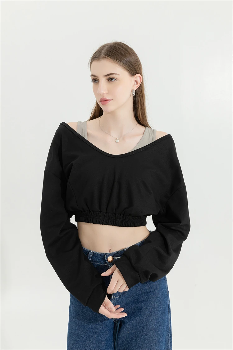 Woman Sweatshirt Hoodies Fashion Female Chic Loose Casual Streetwear Patchwork Ins Street Y2K Fake Two Pieces Hoodies Crop Top