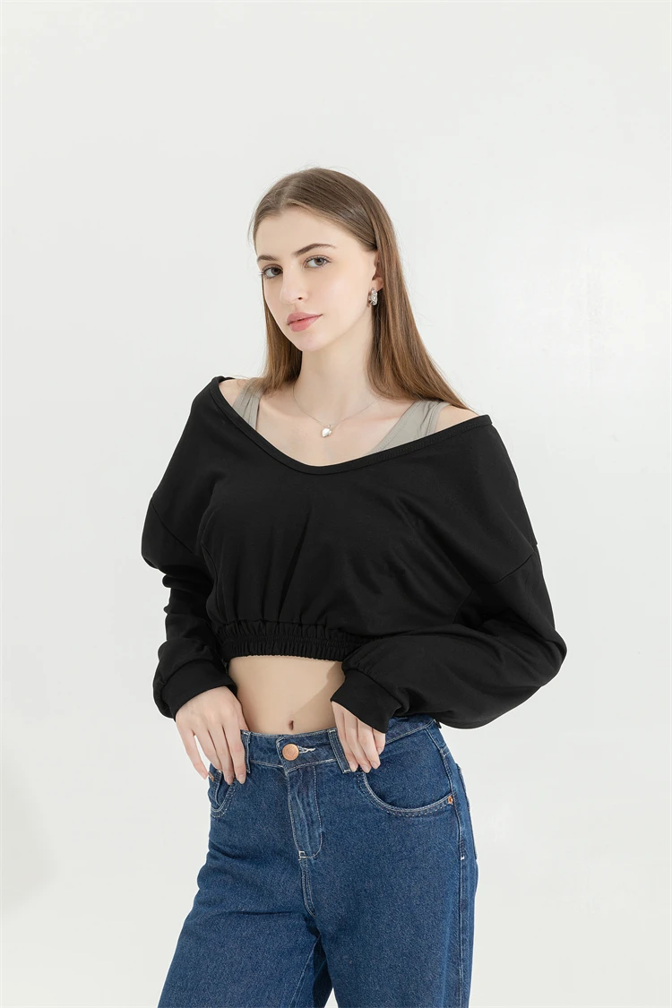 Woman Sweatshirt Hoodies Fashion Female Chic Loose Casual Streetwear Patchwork Ins Street Y2K Fake Two Pieces Hoodies Crop Top