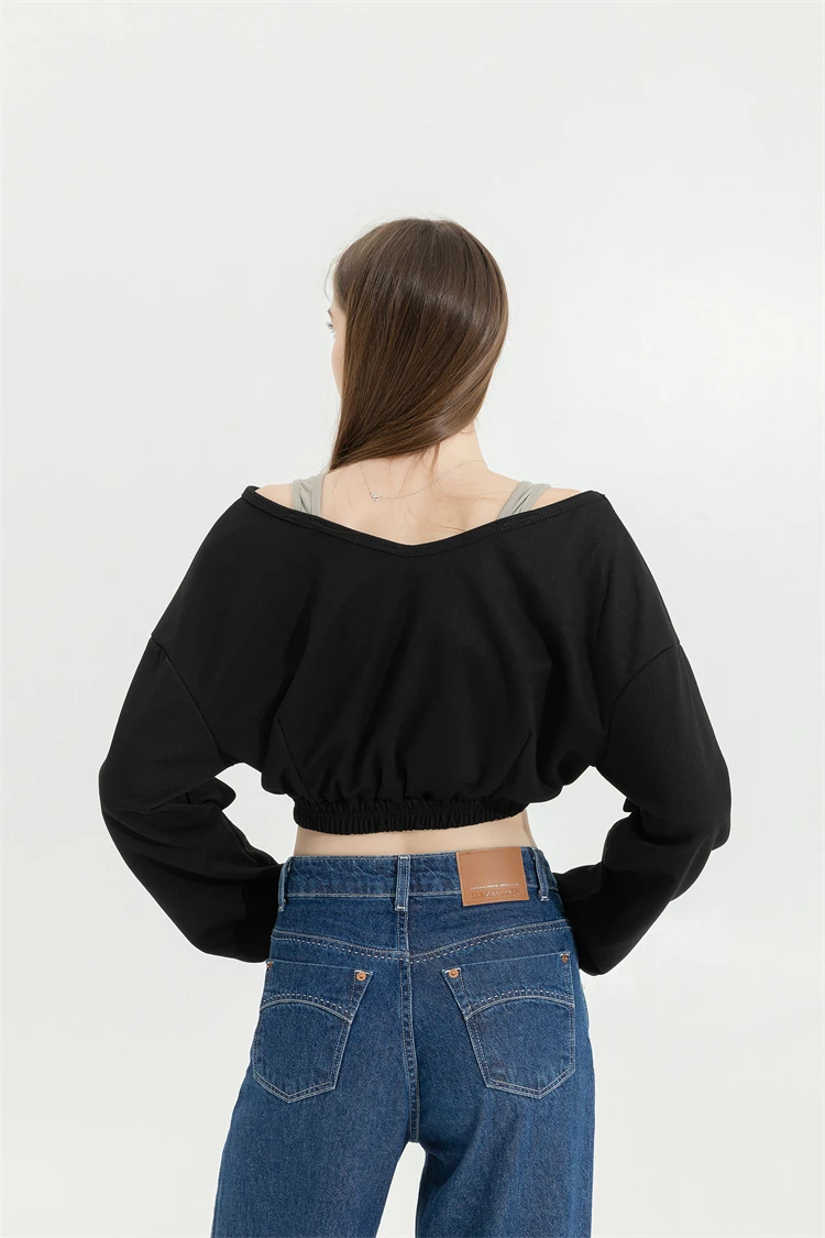 Woman Sweatshirt Hoodies Fashion Female Chic Loose Casual Streetwear Patchwork Ins Street Y2K Fake Two Pieces Hoodies Crop Top