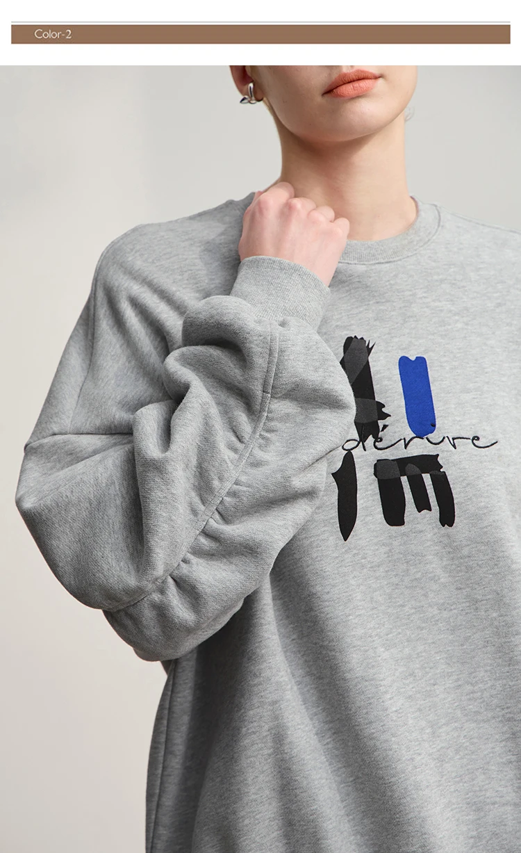 AMII Hoodies Woman 2026 Winter New Casual Round Neck Versatile Sweatshirts Woman Cotton Long Sleeve Letter Printing Top 12544181