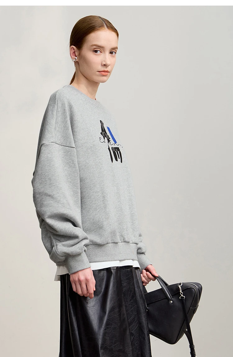 AMII Hoodies Woman 2026 Winter New Casual Round Neck Versatile Sweatshirts Woman Cotton Long Sleeve Letter Printing Top 12544181