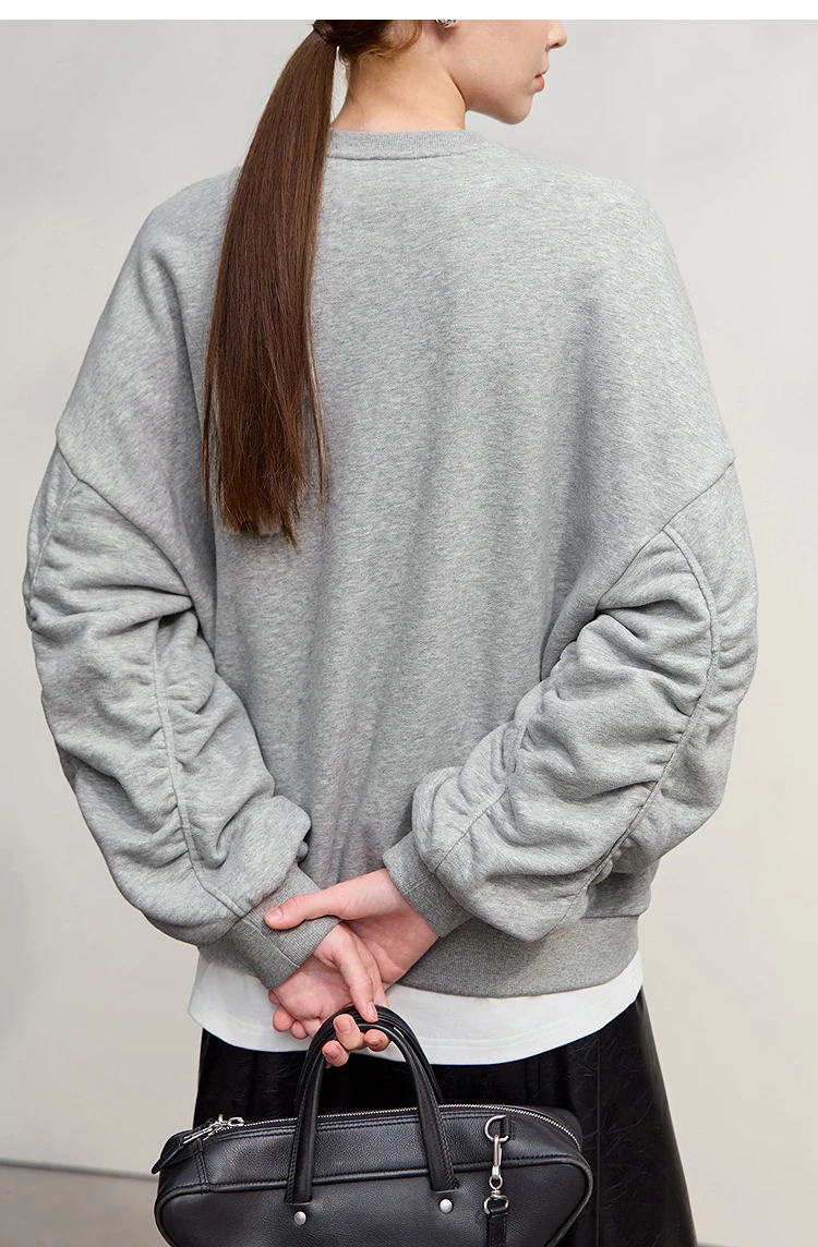 AMII Hoodies Woman 2026 Winter New Casual Round Neck Versatile Sweatshirts Woman Cotton Long Sleeve Letter Printing Top 12544181