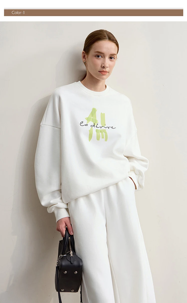 AMII Hoodies Woman 2026 Winter New Casual Round Neck Versatile Sweatshirts Woman Cotton Long Sleeve Letter Printing Top 12544181