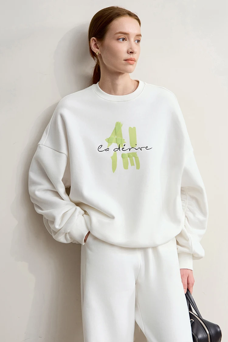 AMII Hoodies Woman 2026 Winter New Casual Round Neck Versatile Sweatshirts Woman Cotton Long Sleeve Letter Printing Top 12544181