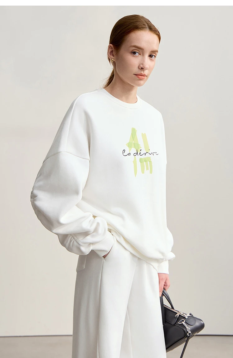 AMII Hoodies Woman 2026 Winter New Casual Round Neck Versatile Sweatshirts Woman Cotton Long Sleeve Letter Printing Top 12544181