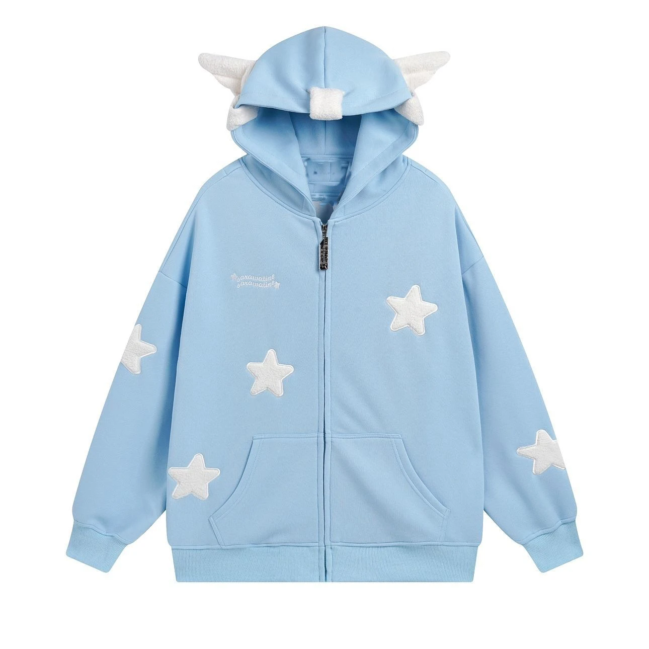 Japanese Dopamine Cute Star Printed Angel Wings Women's Hoodie Autumn American Trendy Street Style Spicy Girl Creative Coat