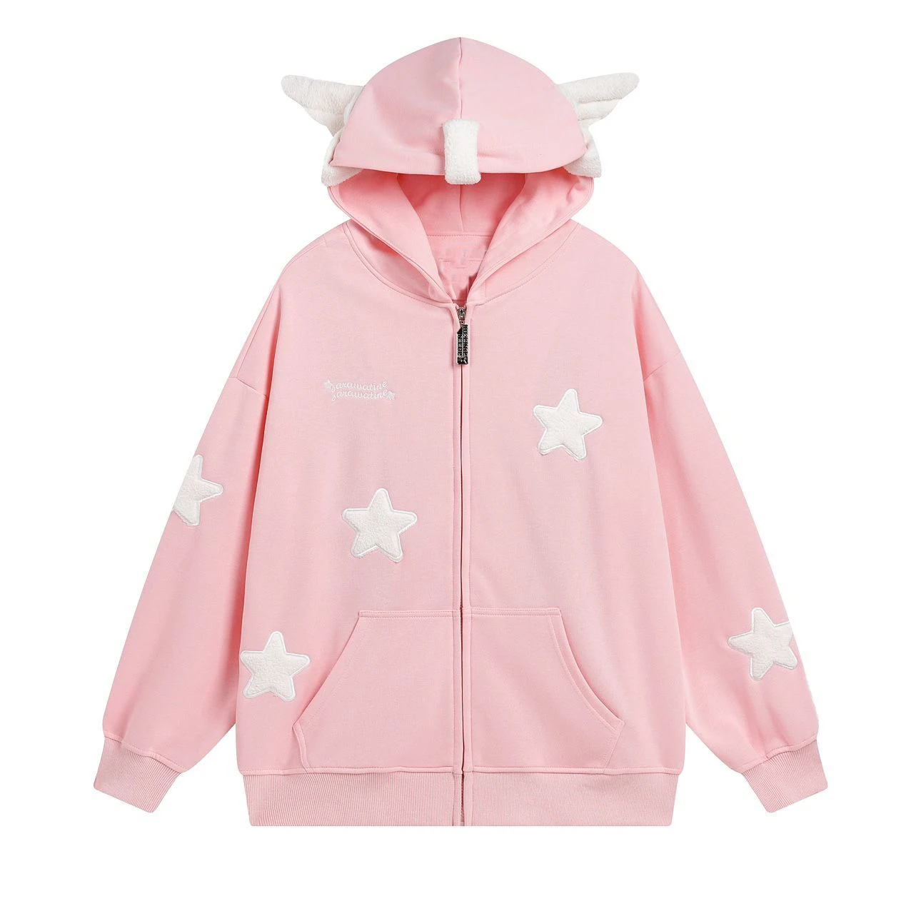 Japanese Dopamine Cute Star Printed Angel Wings Women's Hoodie Autumn American Trendy Street Style Spicy Girl Creative Coat