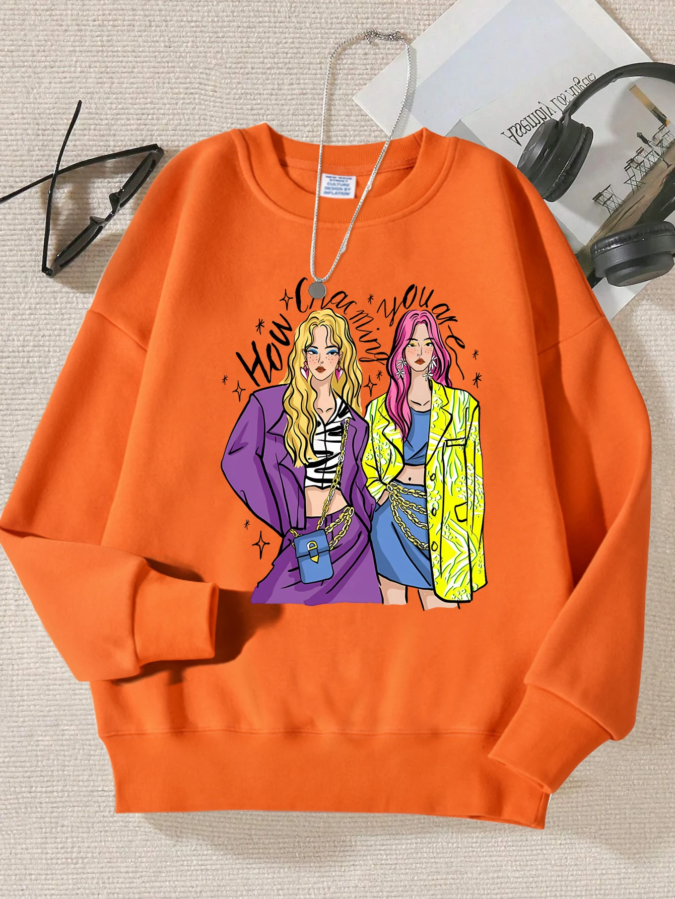 Urban Fashion Street Shopping Girl Print Women Sweatshirts Harajuku Hip Hop Sportswear Casual Fleece Pullovers Autumn Clothing