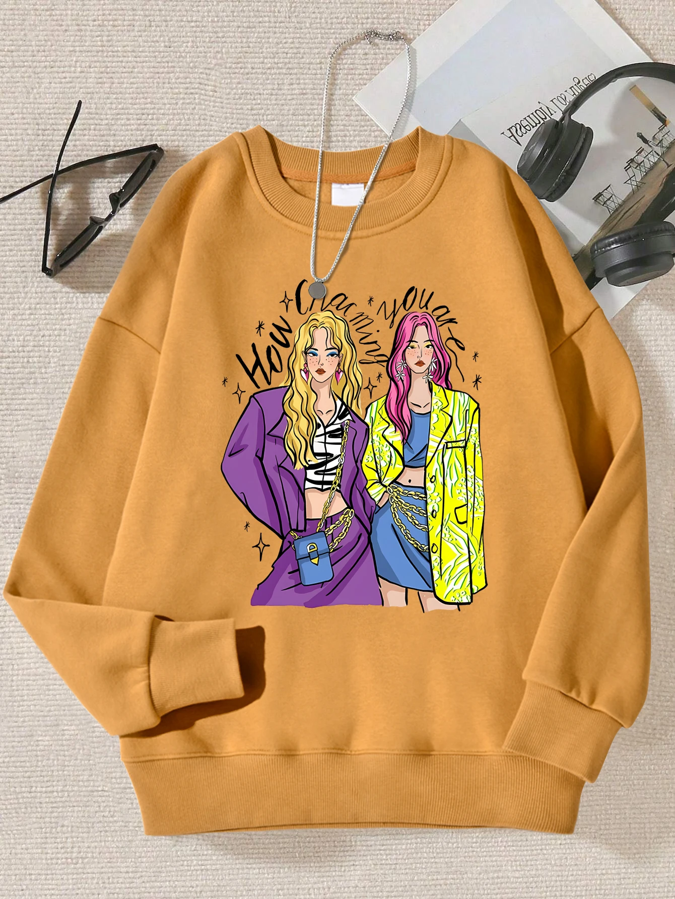 Urban Fashion Street Shopping Girl Print Women Sweatshirts Harajuku Hip Hop Sportswear Casual Fleece Pullovers Autumn Clothing