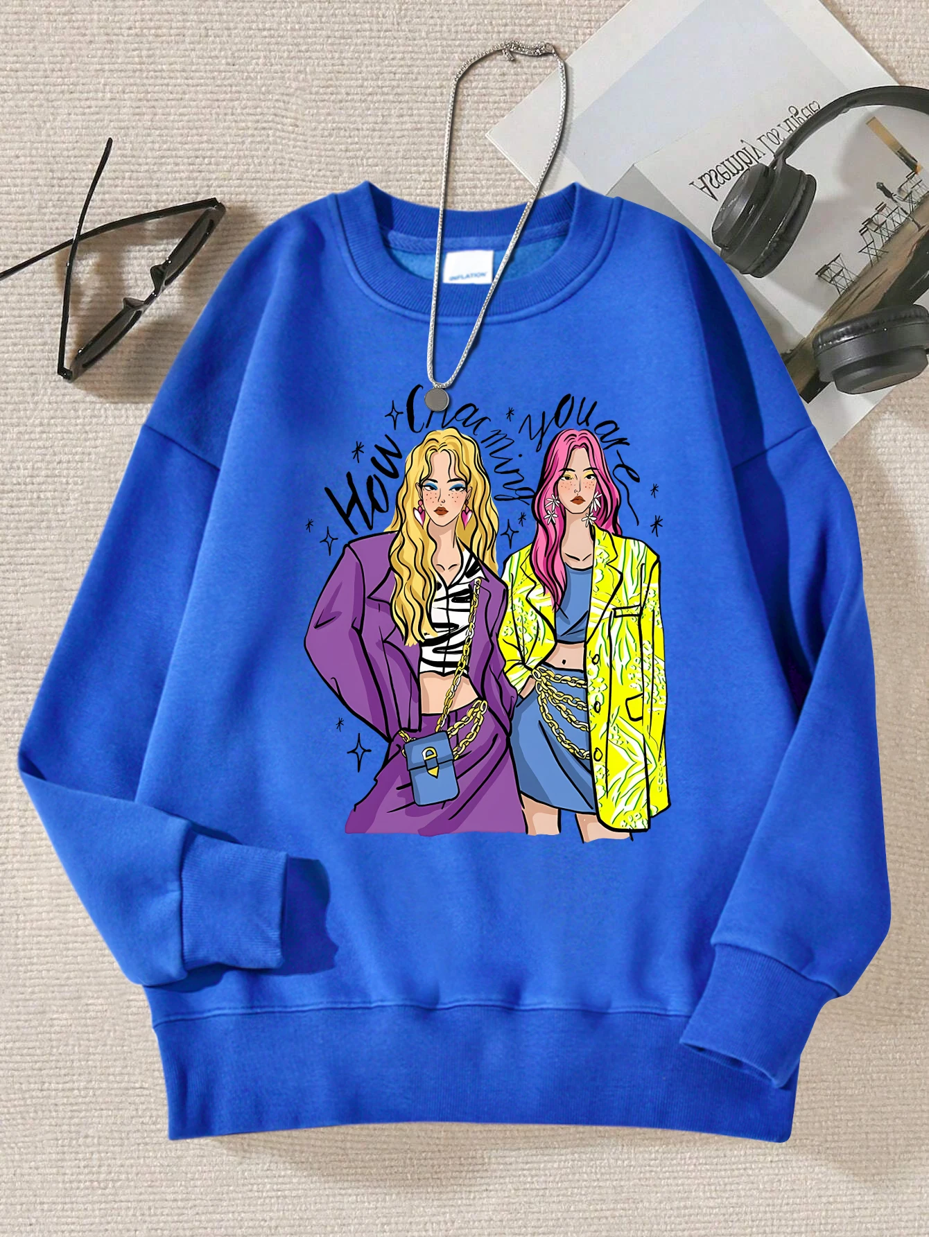 Urban Fashion Street Shopping Girl Print Women Sweatshirts Harajuku Hip Hop Sportswear Casual Fleece Pullovers Autumn Clothing