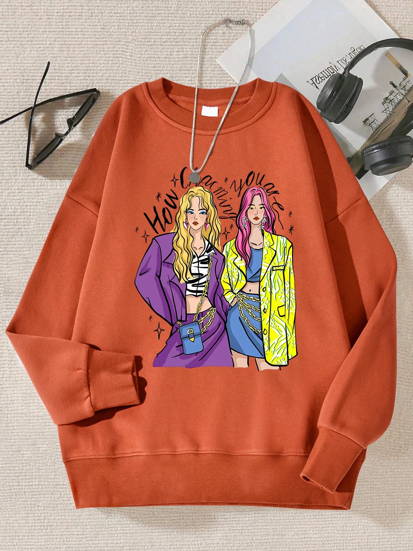 Urban Fashion Street Shopping Girl Print Women Sweatshirts Harajuku Hip Hop Sportswear Casual Fleece Pullovers Autumn Clothing