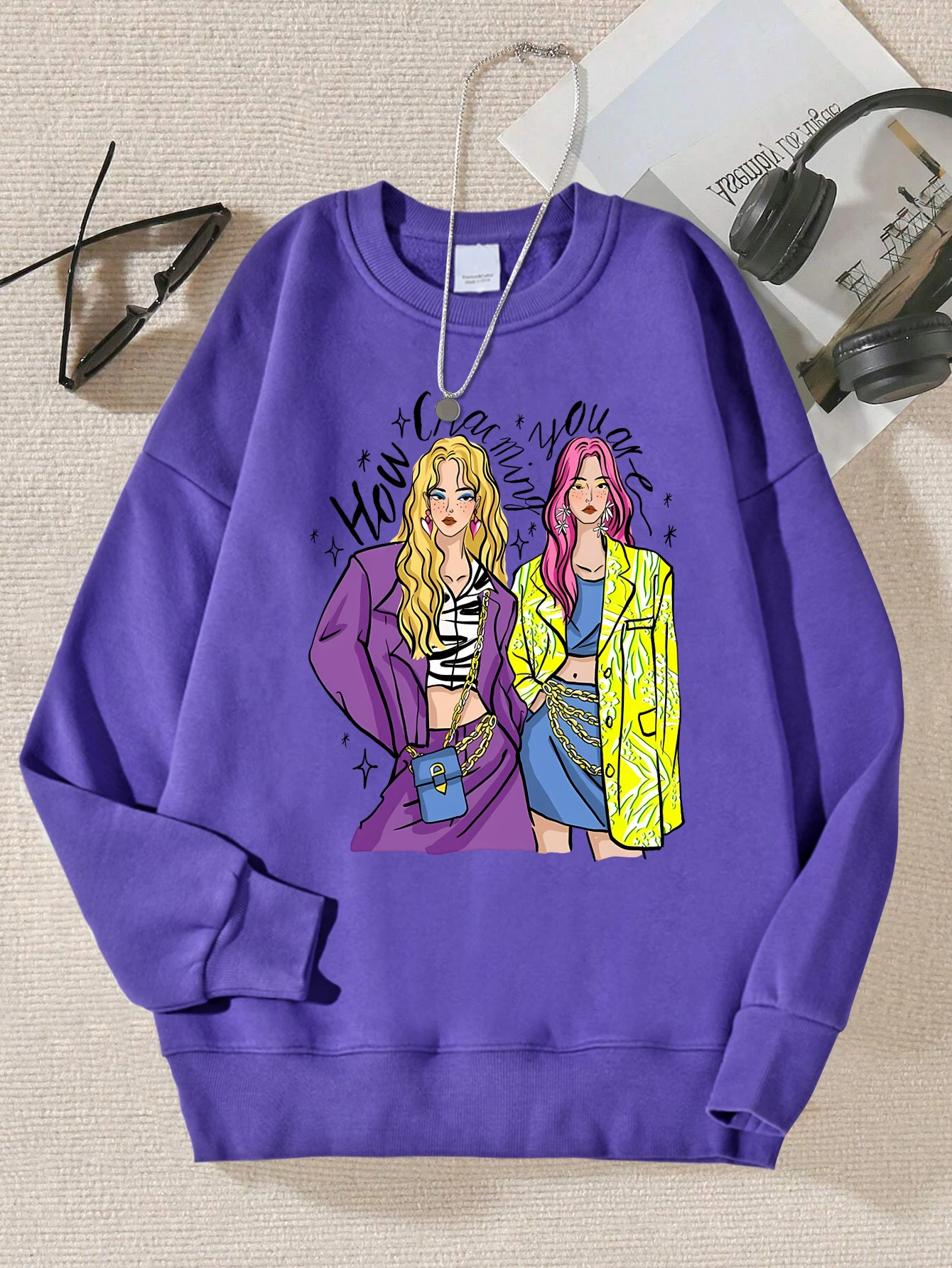 Urban Fashion Street Shopping Girl Print Women Sweatshirts Harajuku Hip Hop Sportswear Casual Fleece Pullovers Autumn Clothing