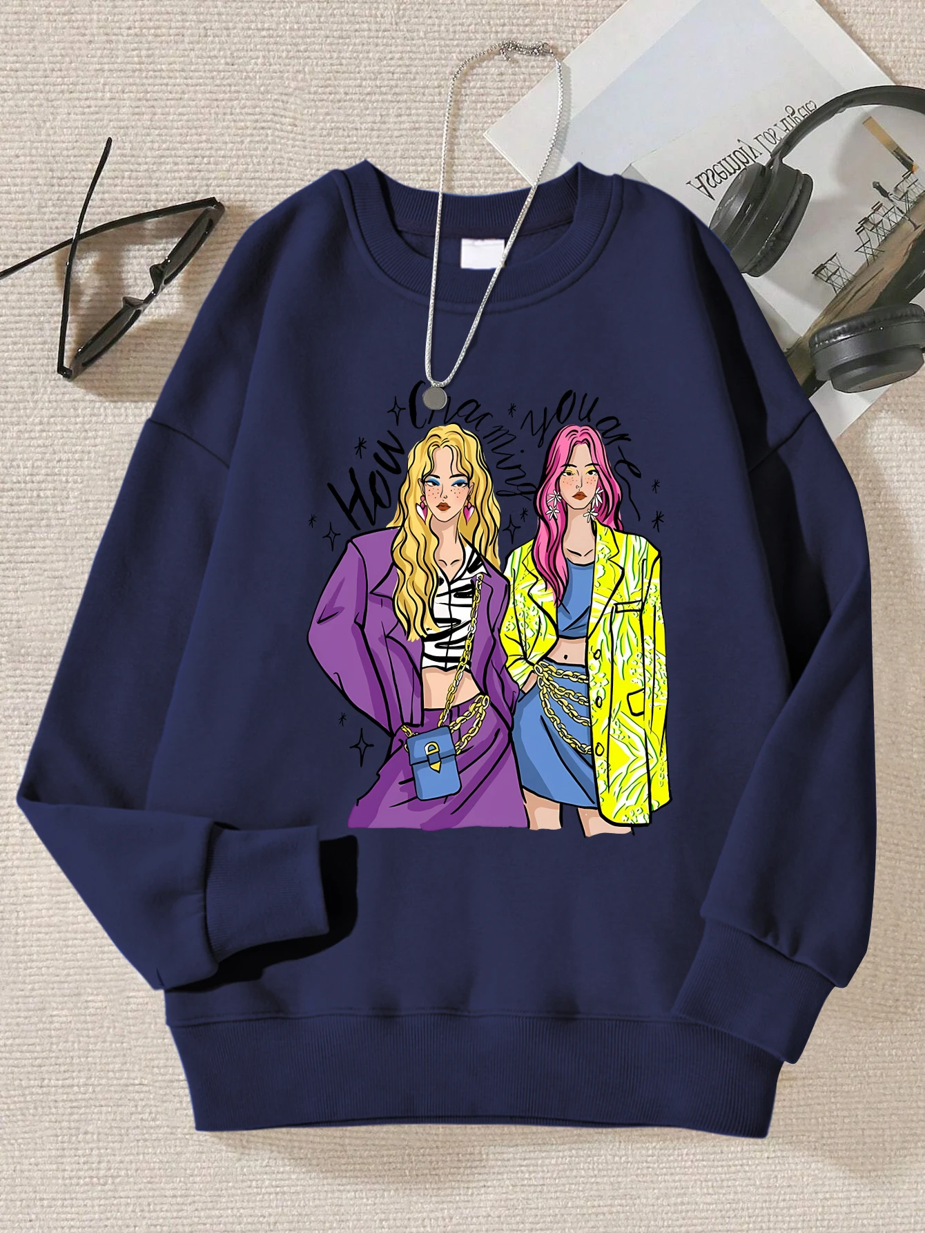 Urban Fashion Street Shopping Girl Print Women Sweatshirts Harajuku Hip Hop Sportswear Casual Fleece Pullovers Autumn Clothing