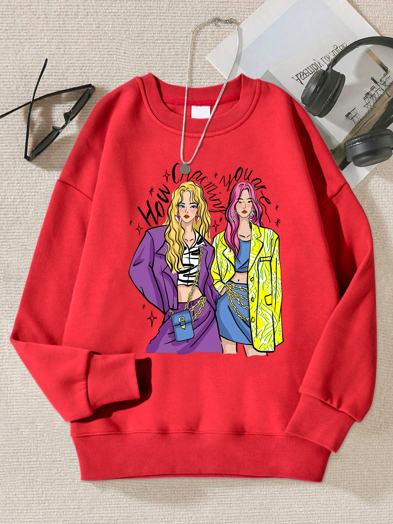 Urban Fashion Street Shopping Girl Print Women Sweatshirts Harajuku Hip Hop Sportswear Casual Fleece Pullovers Autumn Clothing