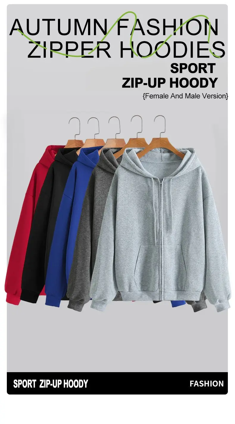 Womens Solid Color Zipper Hoodies Autumn Casual Sportswear Trendy Comfortable Long Sleeved All-Match Pocket Ziop-UP Hoody
