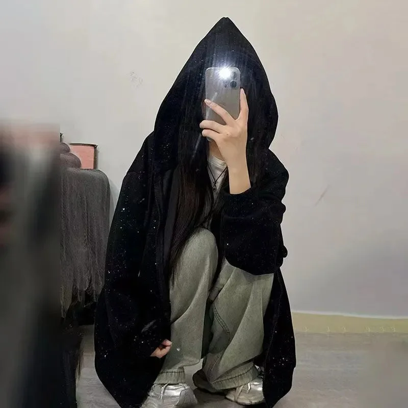 Sparkling New Men's And Women's Casual Starry Sky Jacket, Spring Autumn High Street Hot Item, Versatile Loose Hooded Sweatshirt