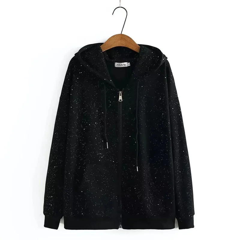 Sparkling New Men's And Women's Casual Starry Sky Jacket, Spring Autumn High Street Hot Item, Versatile Loose Hooded Sweatshirt