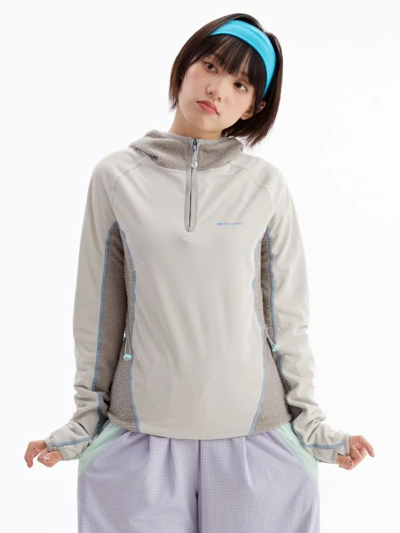 Women Outdoor Splice Fleece Loose Casual Pullover Hooded Sweatshirt Jacket Girls Streetwear Sweatshirts T Shirt Coat Tops