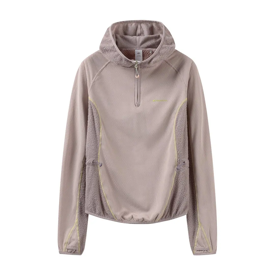 Women Outdoor Splice Fleece Loose Casual Pullover Hooded Sweatshirt Jacket Girls Streetwear Sweatshirts T Shirt Coat Tops