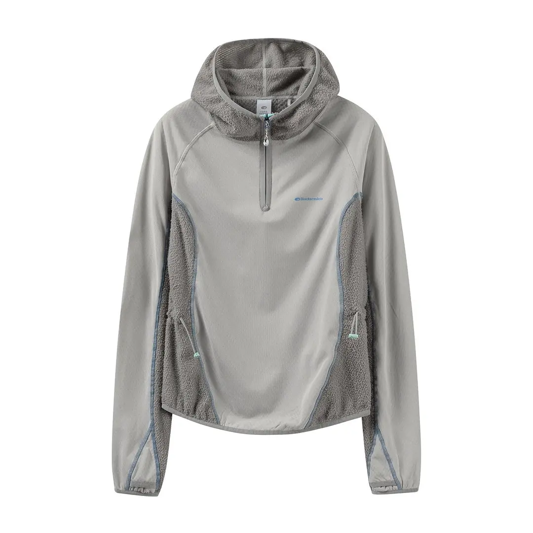 Women Outdoor Splice Fleece Loose Casual Pullover Hooded Sweatshirt Jacket Girls Streetwear Sweatshirts T Shirt Coat Tops
