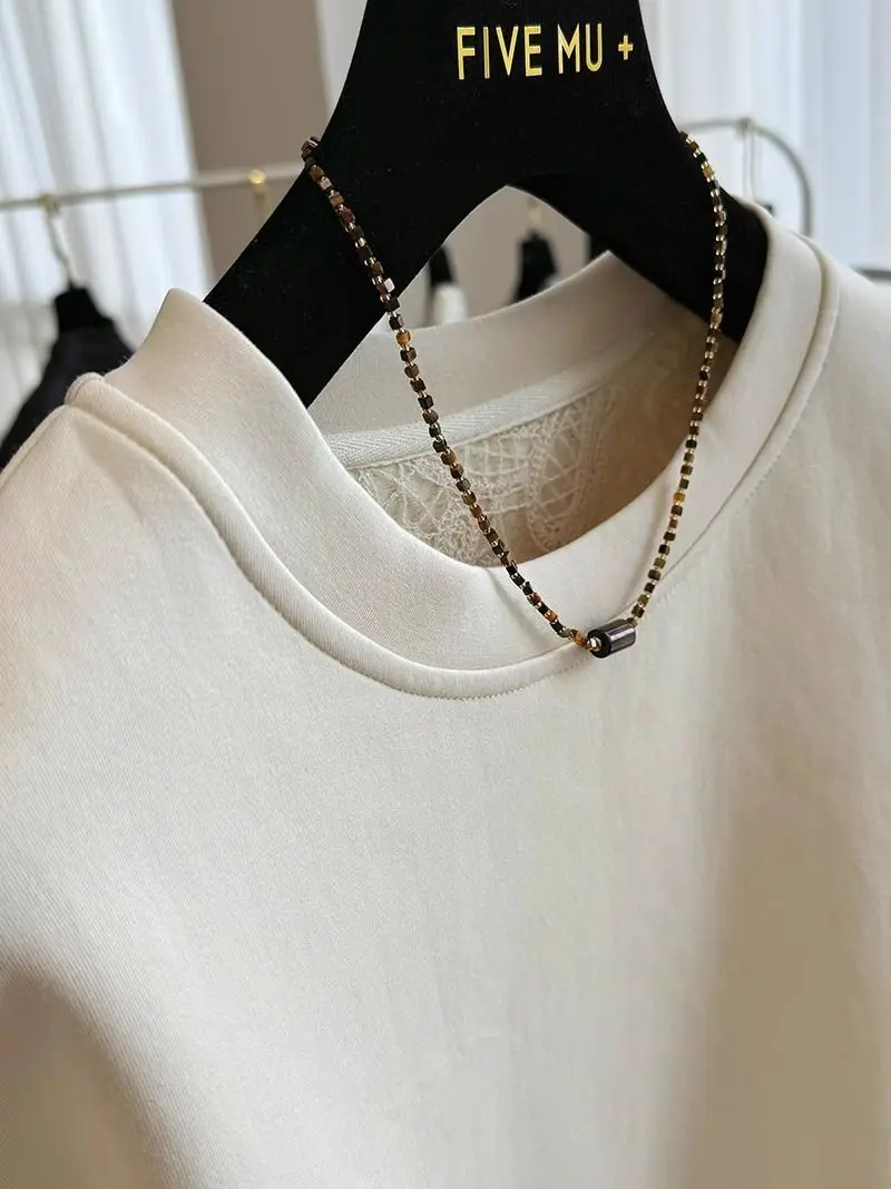 French style fashion lace stitching fake two-piece pullover round neck sweater women's autumn and winter lazy casual loose top