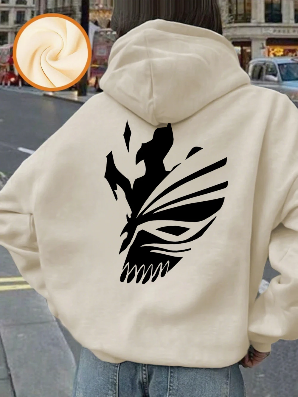 Bleach Ichigo Red Mask Printing Hoodies Womens Winter Fleece Warm Sweatshirt Casual Pocket Pullover Basics Loose Woman Clothes