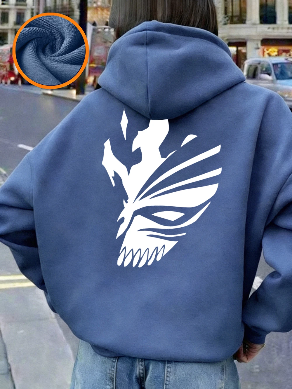 Bleach Ichigo Red Mask Printing Hoodies Womens Winter Fleece Warm Sweatshirt Casual Pocket Pullover Basics Loose Woman Clothes