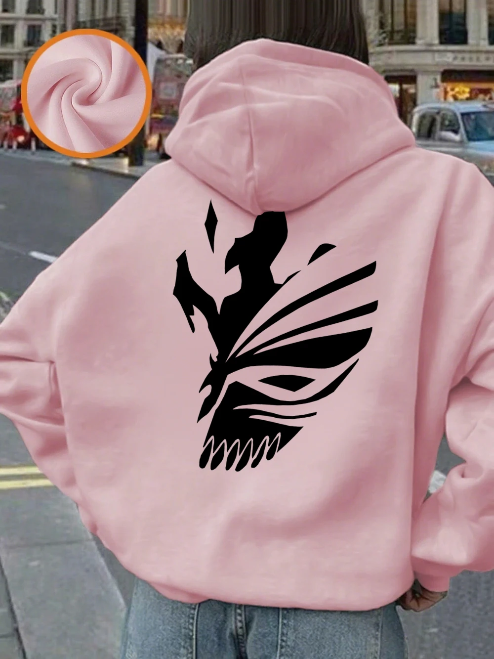 Bleach Ichigo Red Mask Printing Hoodies Womens Winter Fleece Warm Sweatshirt Casual Pocket Pullover Basics Loose Woman Clothes