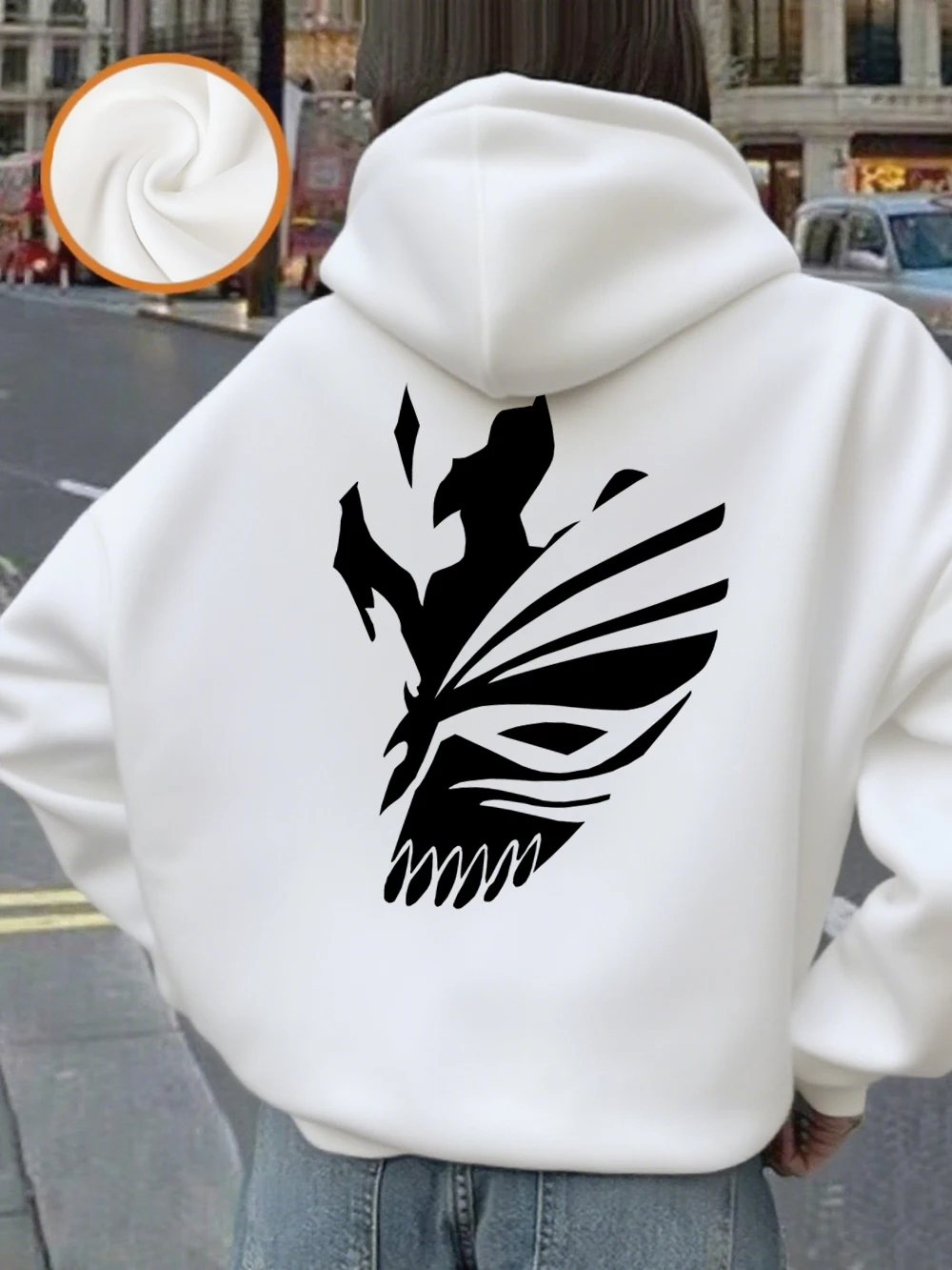 Bleach Ichigo Red Mask Printing Hoodies Womens Winter Fleece Warm Sweatshirt Casual Pocket Pullover Basics Loose Woman Clothes