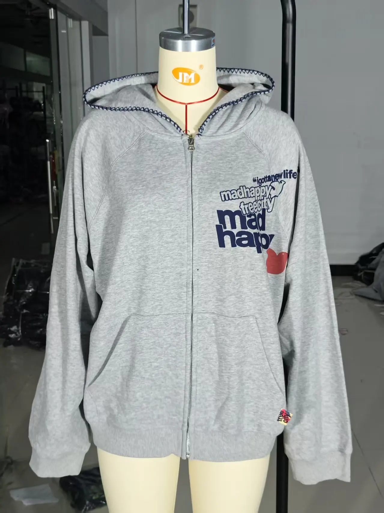 Hot Sell Y2K Letter Printed Hoodies American Zipper Hoodie Sweatshirt Women Casual Loose Harajuku Street Color Retro Simple Coat
