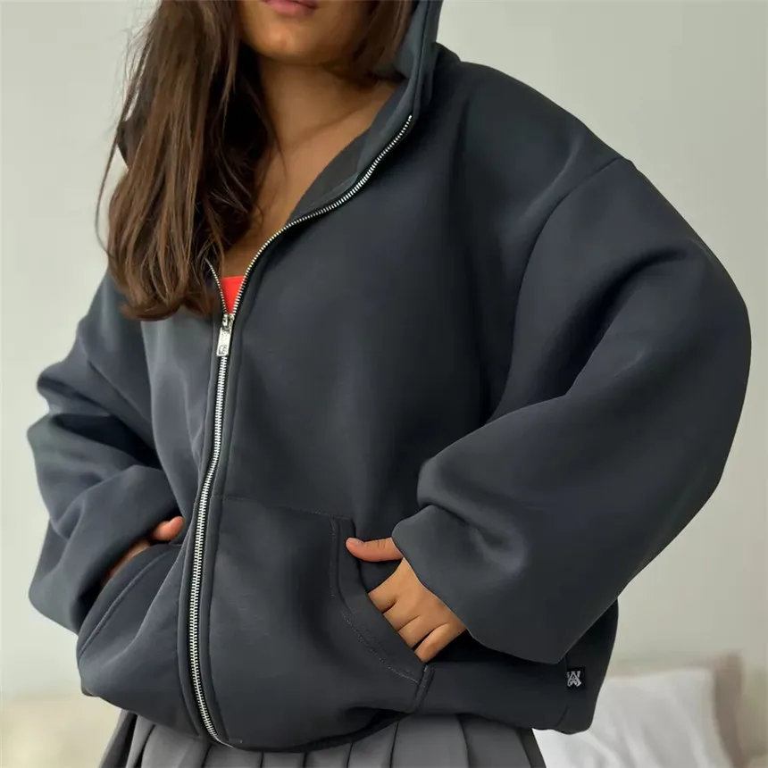 Women's Vintage Pink Baby Angel Print Casual Sweatshirt Long Cotton Hooded Coat Oversize Loose Hoodie, Zipper Up Coat, Fall, New