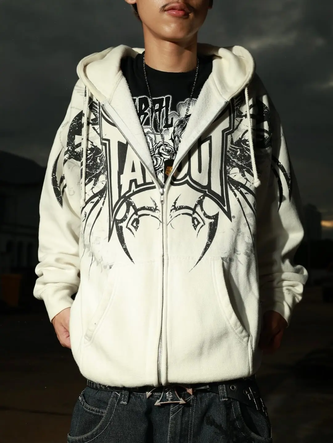 Vintage Tapout Graphic Zipper Hoodie Y2K Sweatshirt Women Mens Hip Hop Streetwear Letter Oversized Hoodie Jacket Clothes