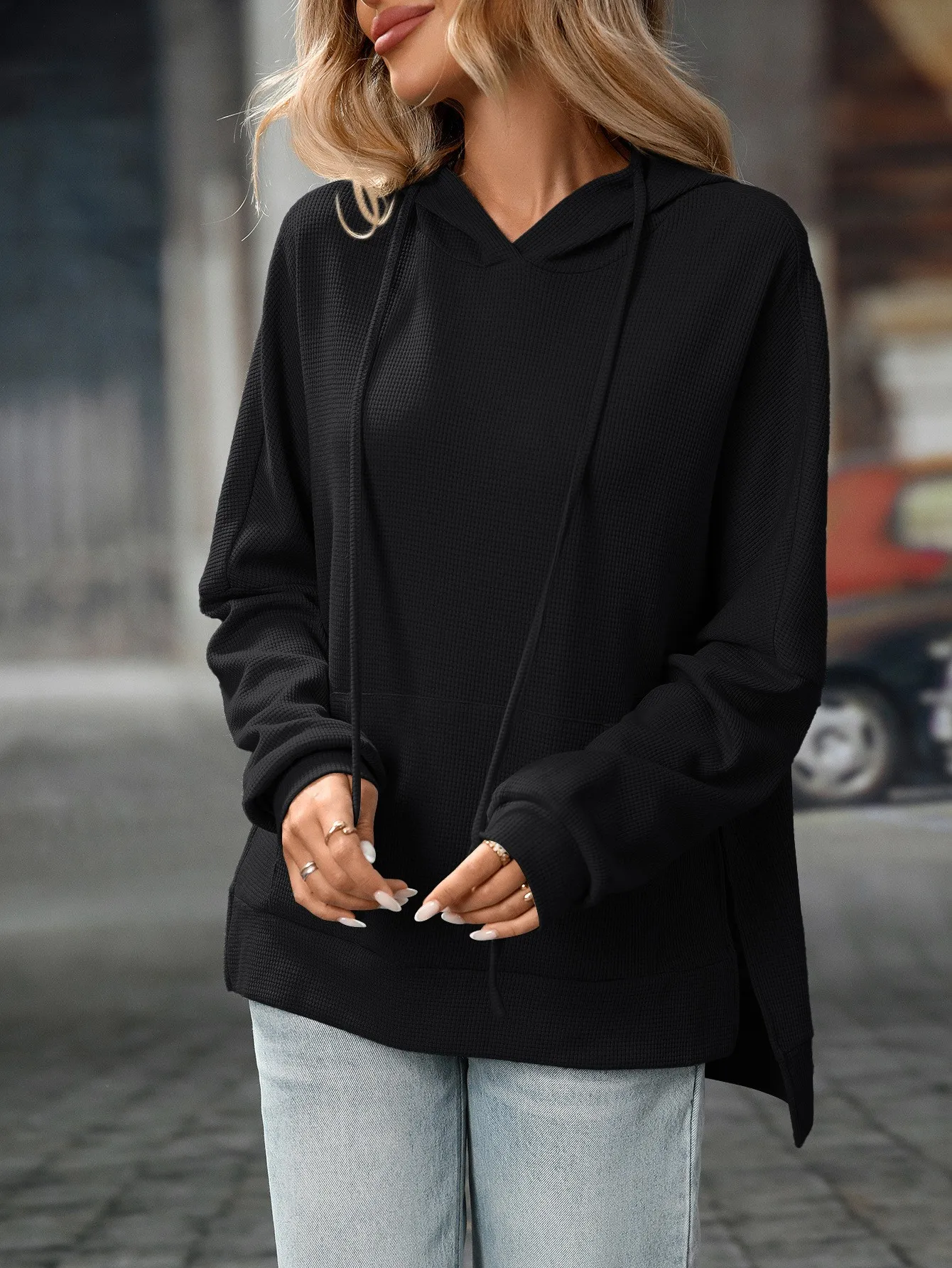 Hooded Long Sleeve Hoodies Loose Fit American and European Style with Summer Streetwear Casual Regular Sleeve Women Hoodie