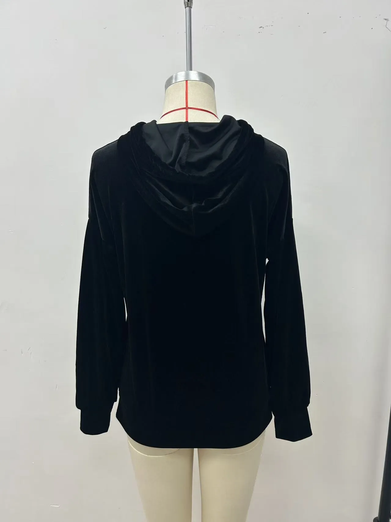 Women's Winter Clothing Hoodie with Fleece Lining Long Sleeve Irregular Hem 3D Effect Velvet Neck Regular Fit Female Clothing