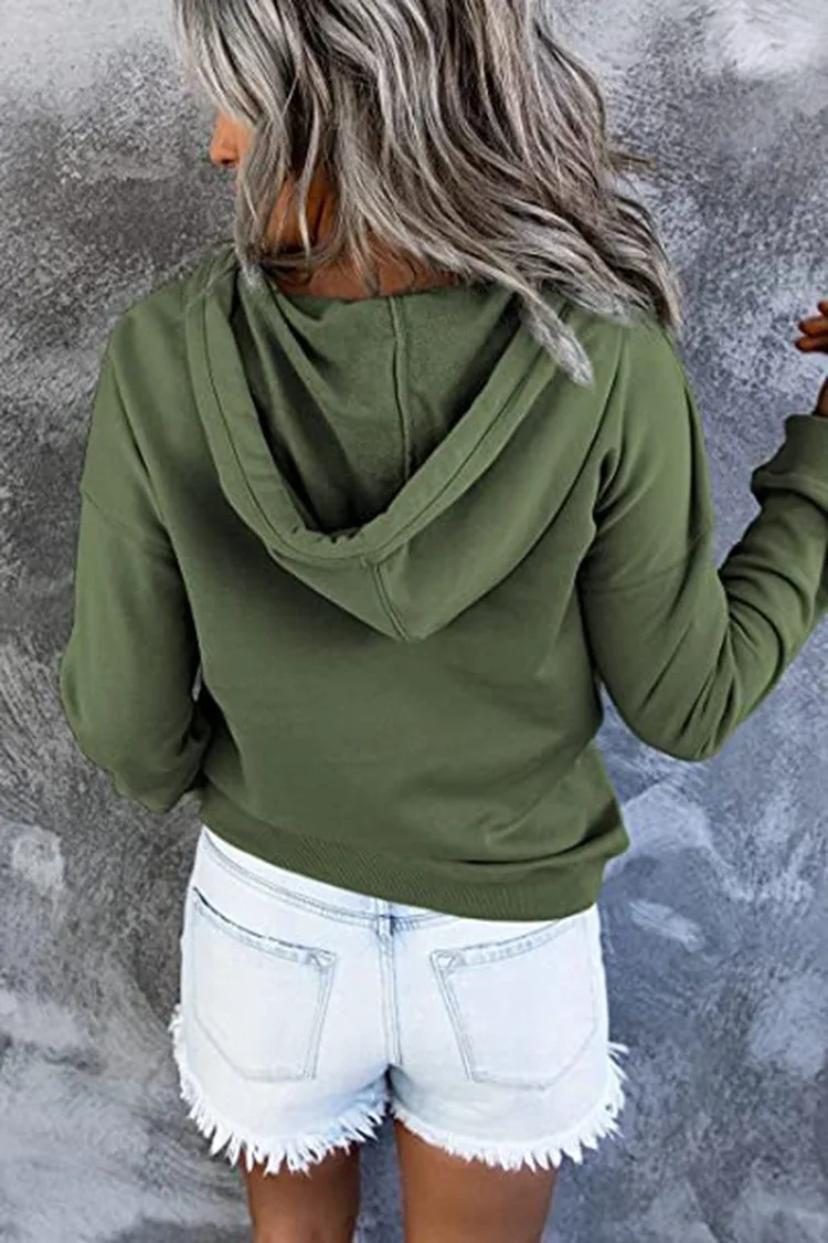 Women's And Women's Winter Clothing Loose Fit Color Block Hoodie Long Sleeve Cotton Drawstring Hood with Metal Detail and