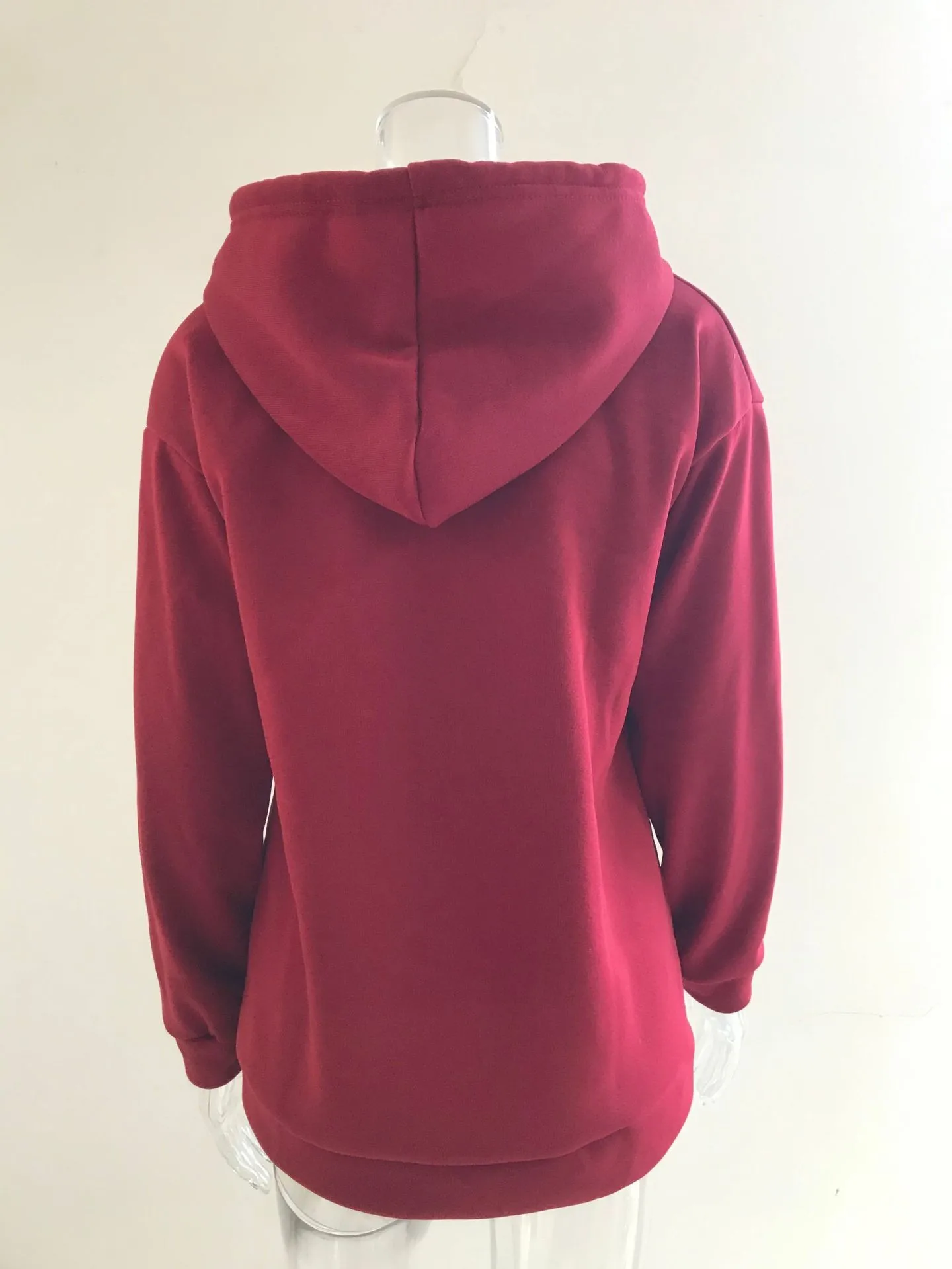 Women's And Women's Winter Clothing Loose Fit Color Block Hoodie Long Sleeve Cotton Drawstring Hood with Metal Detail and