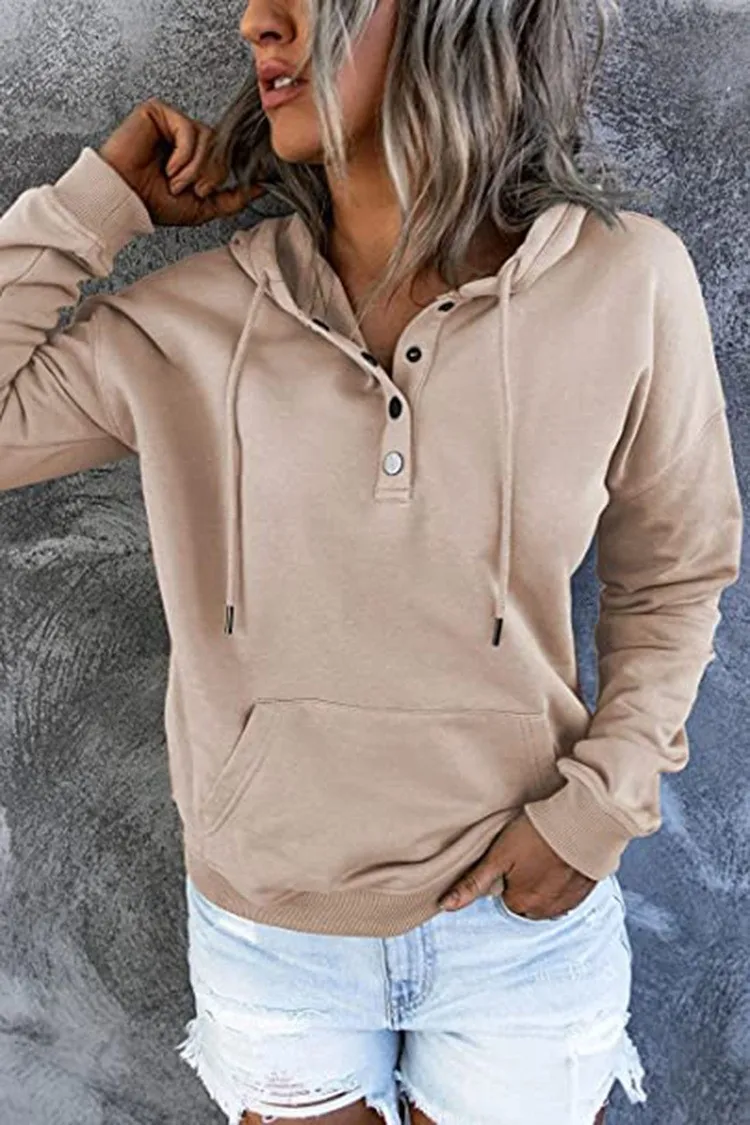 Women's And Women's Winter Clothing Loose Fit Color Block Hoodie Long Sleeve Cotton Drawstring Hood with Metal Detail and