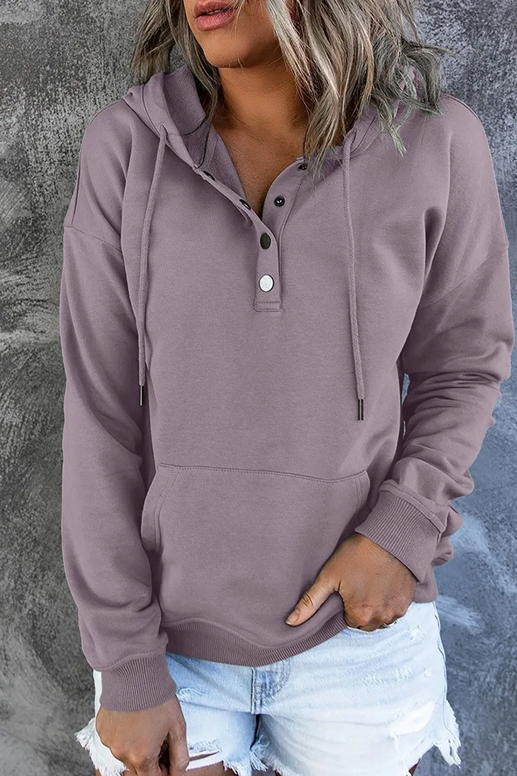 Women's And Women's Winter Clothing Loose Fit Color Block Hoodie Long Sleeve Cotton Drawstring Hood with Metal Detail and