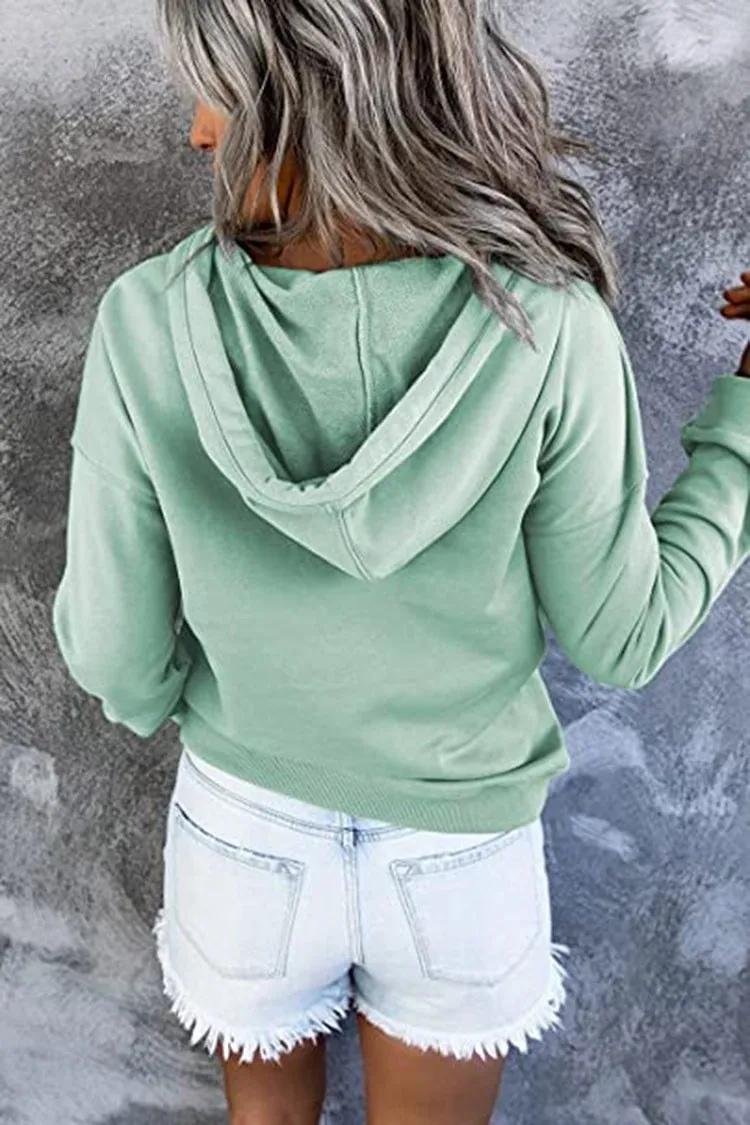 Women's And Women's Winter Clothing Loose Fit Color Block Hoodie Long Sleeve Cotton Drawstring Hood with Metal Detail and