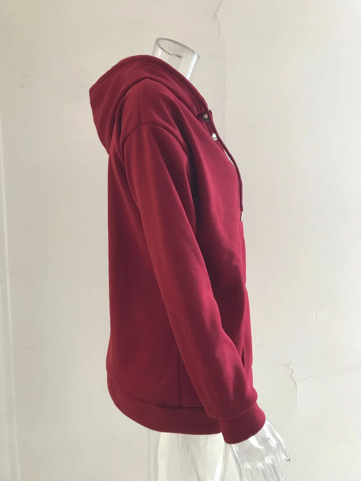 Women's And Women's Winter Clothing Loose Fit Color Block Hoodie Long Sleeve Cotton Drawstring Hood with Metal Detail and