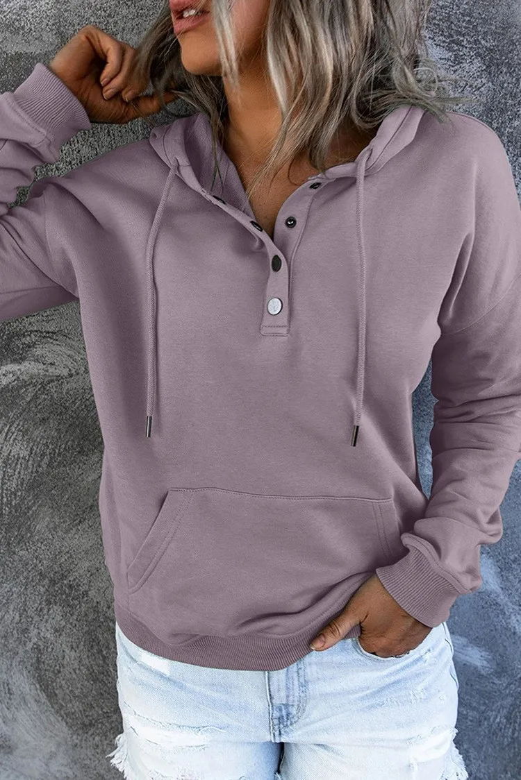 Women's And Women's Winter Clothing Loose Fit Color Block Hoodie Long Sleeve Cotton Drawstring Hood with Metal Detail and
