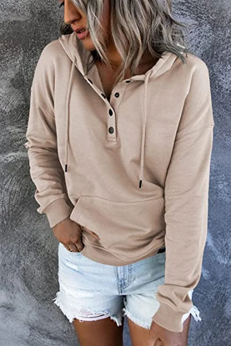 Women's And Women's Winter Clothing Loose Fit Color Block Hoodie Long Sleeve Cotton Drawstring Hood with Metal Detail and