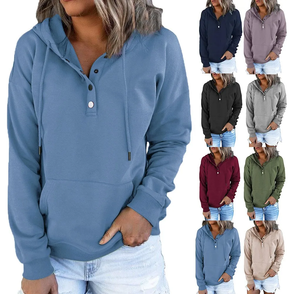 Women's And Women's Winter Clothing Loose Fit Color Block Hoodie Long Sleeve Cotton Drawstring Hood with Metal Detail and
