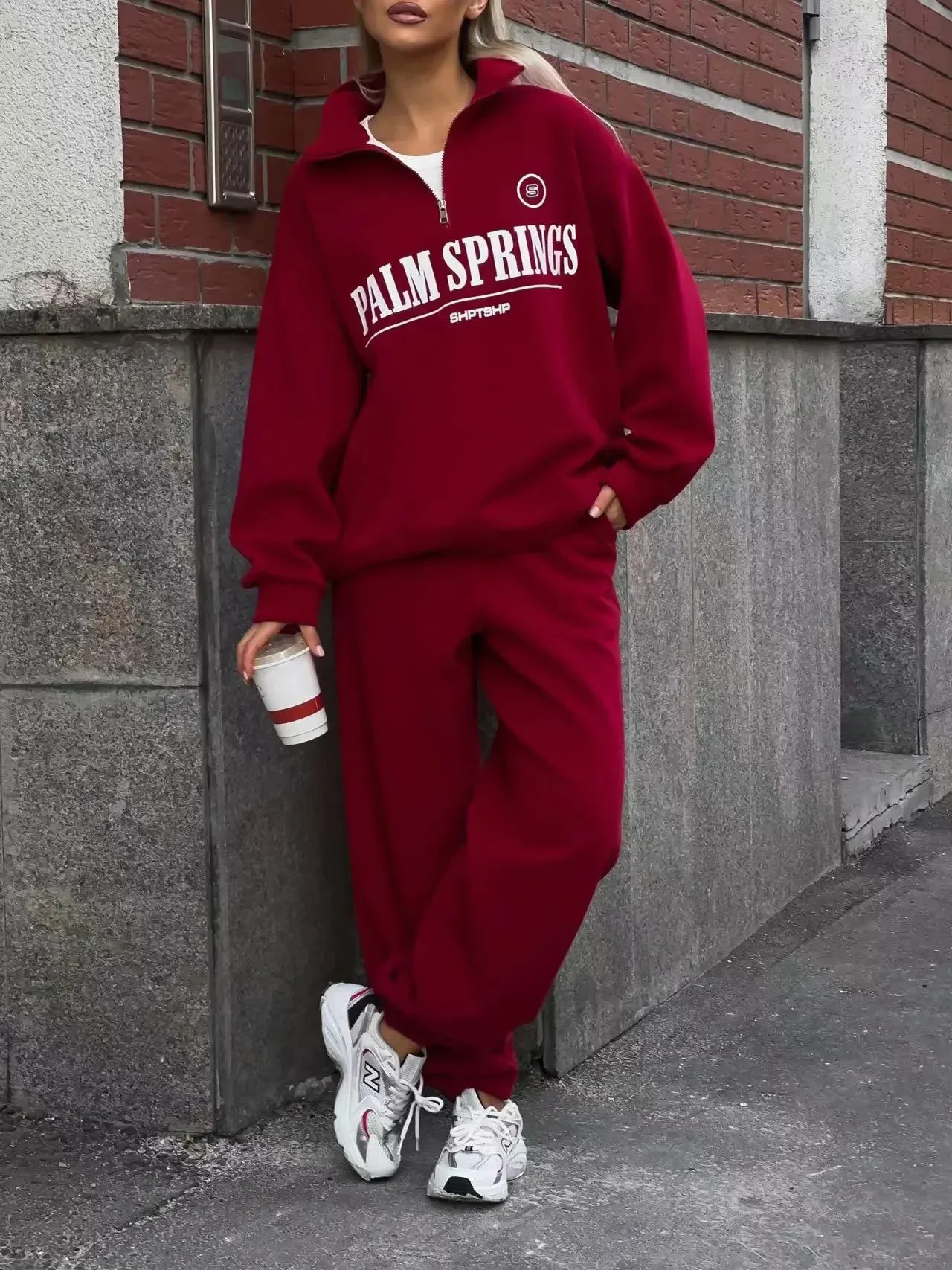 Zekye Spring Hoodies Women Letter Print Sweatshirt Hoodie Red Turtleneck Half Zipper Collar Pullover Tops K Pop Clothes Y2k
